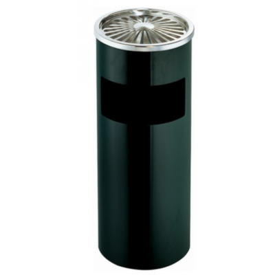 圓形菊花格座地煙灰桶(黑色)