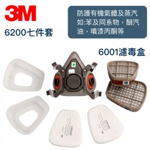 3M防毒面俱全面罩化工氣體噴漆專用6200防塵防工業粉塵防護半面罩