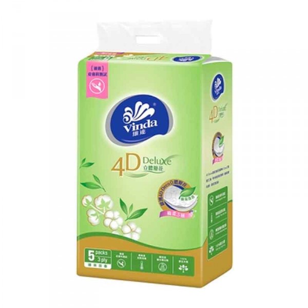 維達 - 4D Deluxe立體壓花袋裝面紙(綠茶味) 5包