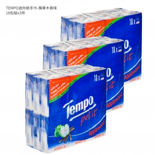 TEMPO迷你紙手巾-蘋果木香味 - 3件裝 18'SX3