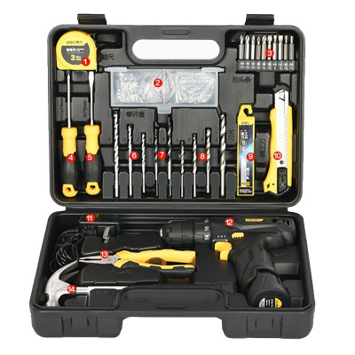 得力工具28件套鋰電鑽套裝工具箱套裝