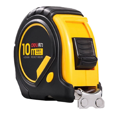 得力工具包膠10m米鋼卷尺DL8204