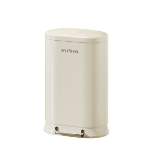 奶油白家用、廚房不鏽鋼腳踏垃圾桶