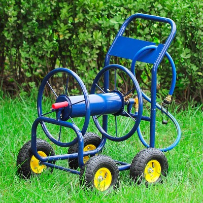 大型輪式手推全金屬水管收納車架水管車洗車澆花園林藝澆水