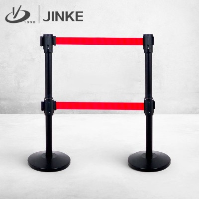 金柯常規雙節伸縮帶欄杆座鐵烤漆大堂一米線商場警戒線隔離帶2米