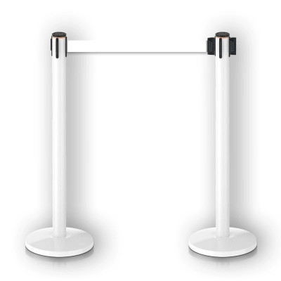 金柯白色欄杆座一米線伸縮帶隔離帶圍欄防護欄銀行排隊警戒線