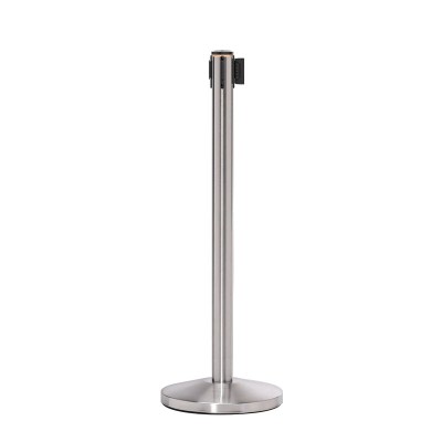 金柯地鐵款304不銹鋼欄杆座加長版隔離帶伸縮帶一米線排隊護欄