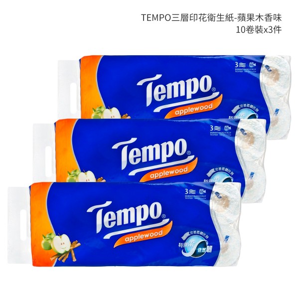 TEMPO三層印花衛生紙-蘋果木香味 - 3件裝 10'SX3